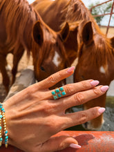 Load image into Gallery viewer, Sunday 6 Stone Adjustable Gold Ring - Turnback Pony ™ -