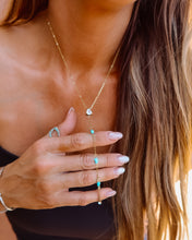 Load image into Gallery viewer, Turquoise and Cz Dainty Gold Lariat Necklace