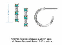 Load image into Gallery viewer, Rita Diamond and Turquoise Gold Hoops - Turnback Pony ™ - Earring