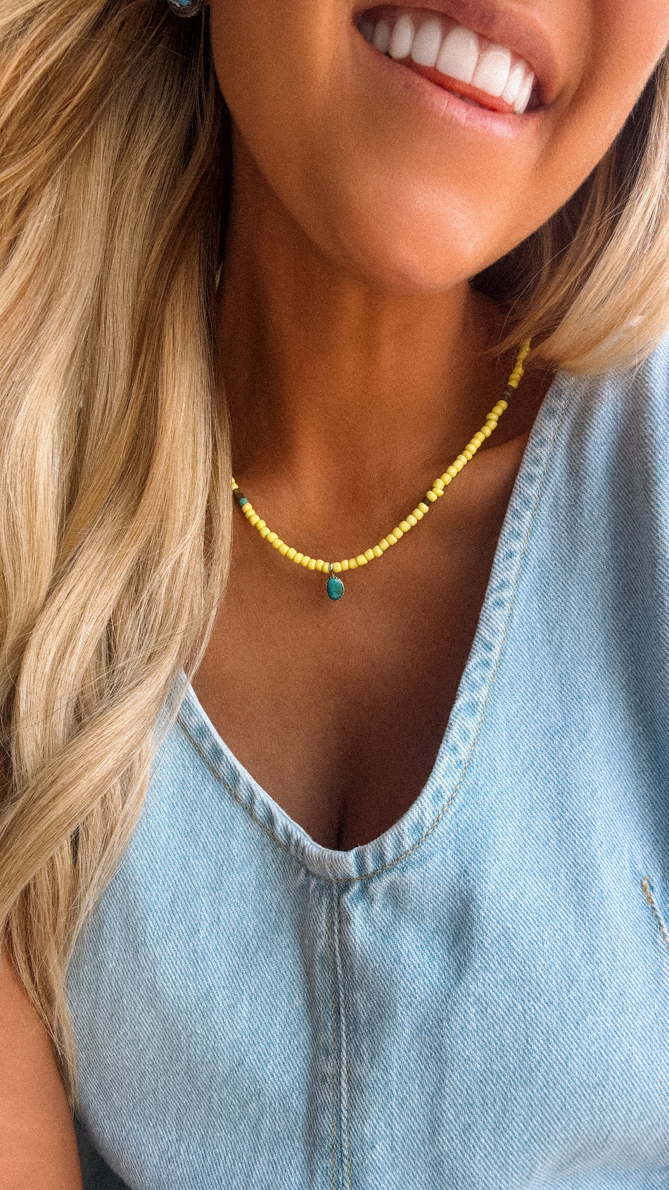 Beth’s Handmade Necklace in Bright Yellow - Turnback Pony ™ - 