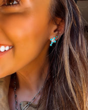 Load image into Gallery viewer, Calista Silver Cross Studs - Turnback Pony ™ - Earring