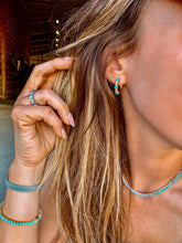 Load image into Gallery viewer, Rita Diamond and Turquoise Gold Hoops - Turnback Pony ™ - Earring