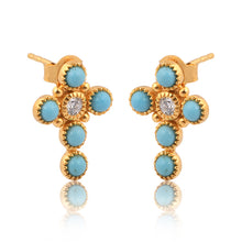 Load image into Gallery viewer, Calista Diamond Cross Stud Earrings