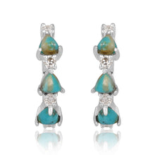 Load image into Gallery viewer, Mayra Diamond and Turquoise Huggies
