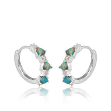 Load image into Gallery viewer, Mayra Diamond and Turquoise Huggies
