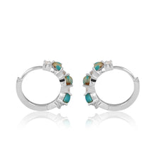 Load image into Gallery viewer, Mayra Diamond and Turquoise Huggies