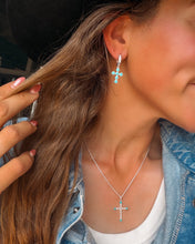 Load image into Gallery viewer, Silver Cross Huggies - Turnback Pony ™ - Earring
