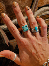 Load image into Gallery viewer, Princess Cut Turquoise Ring - Turnback Pony ™ - Hand
