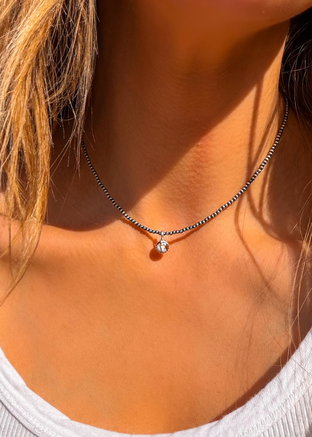 Wild Horse Little Girls or Women’s short Navajo Style Pearl Necklace