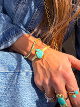Load image into Gallery viewer, Gold and Turquoise Tennis Bracelet - Turnback Pony ™ - Bracelet

