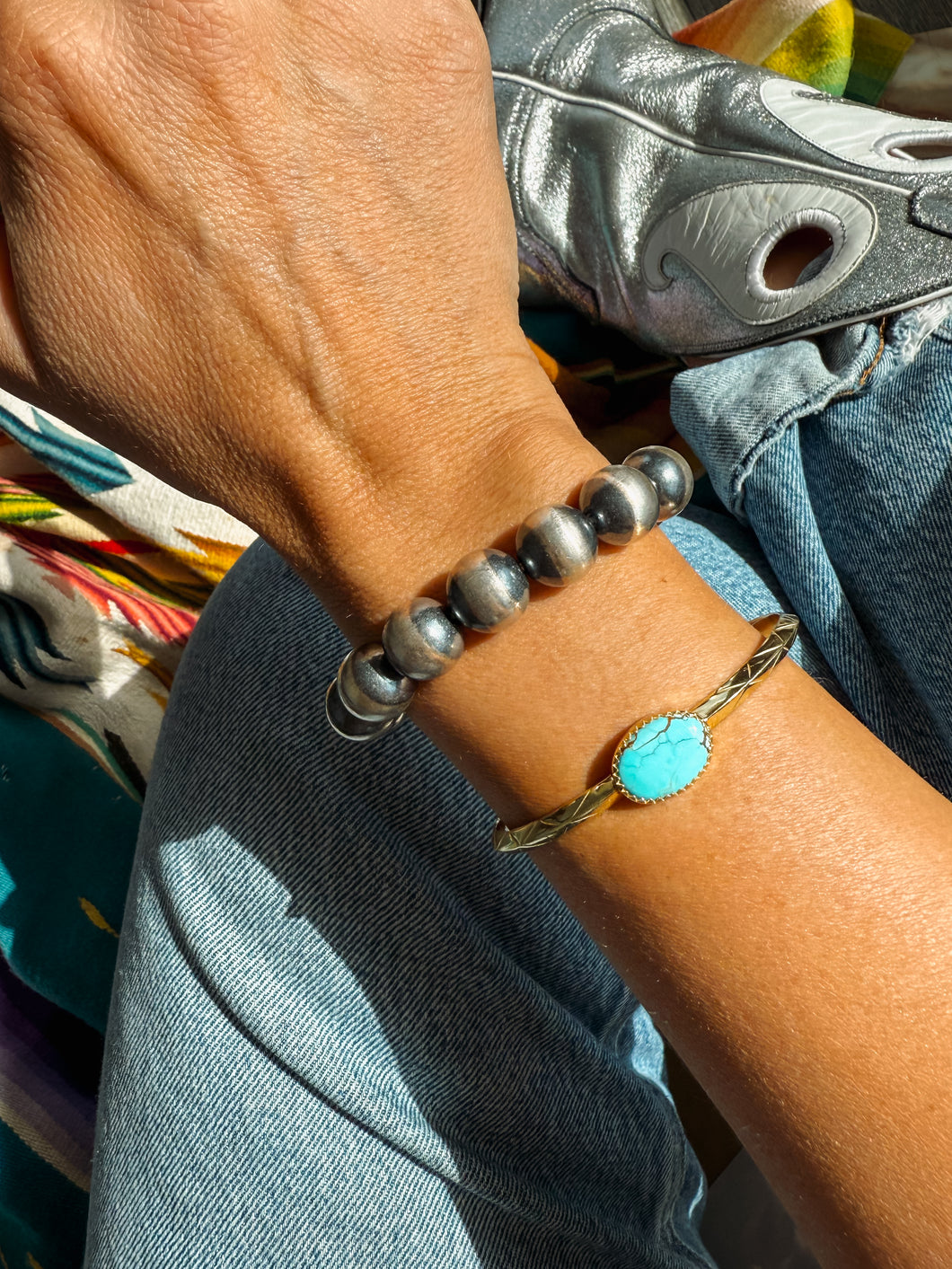 12MM Navajo Style Pearl Bracelet