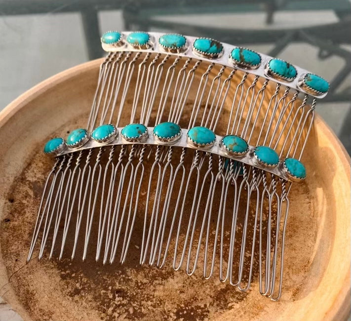 Turquoise Hair Side Comb - Turnback Pony ™ - Hair side Comb