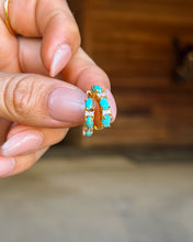 Load image into Gallery viewer, Anya Diamond and Turquoise Gold Huggies - Turnback Pony ™ - Earring
