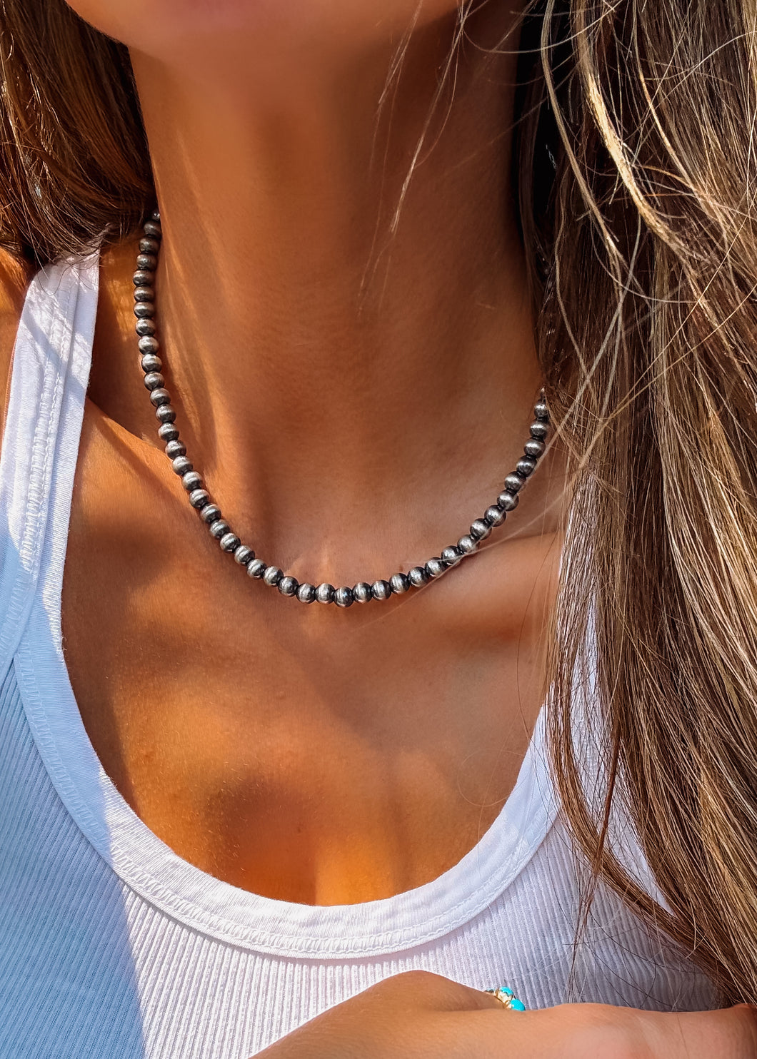 6mm 16 inch Navajo Style Pearls - Turnback Pony ™ - Necklace