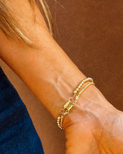 Load image into Gallery viewer, Gold Navajo Style Pearl Bracelet
