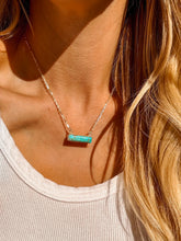 Load image into Gallery viewer, FLAWED Turquoise Gold Bar Necklace - Turnback Pony ™ - Necklace
