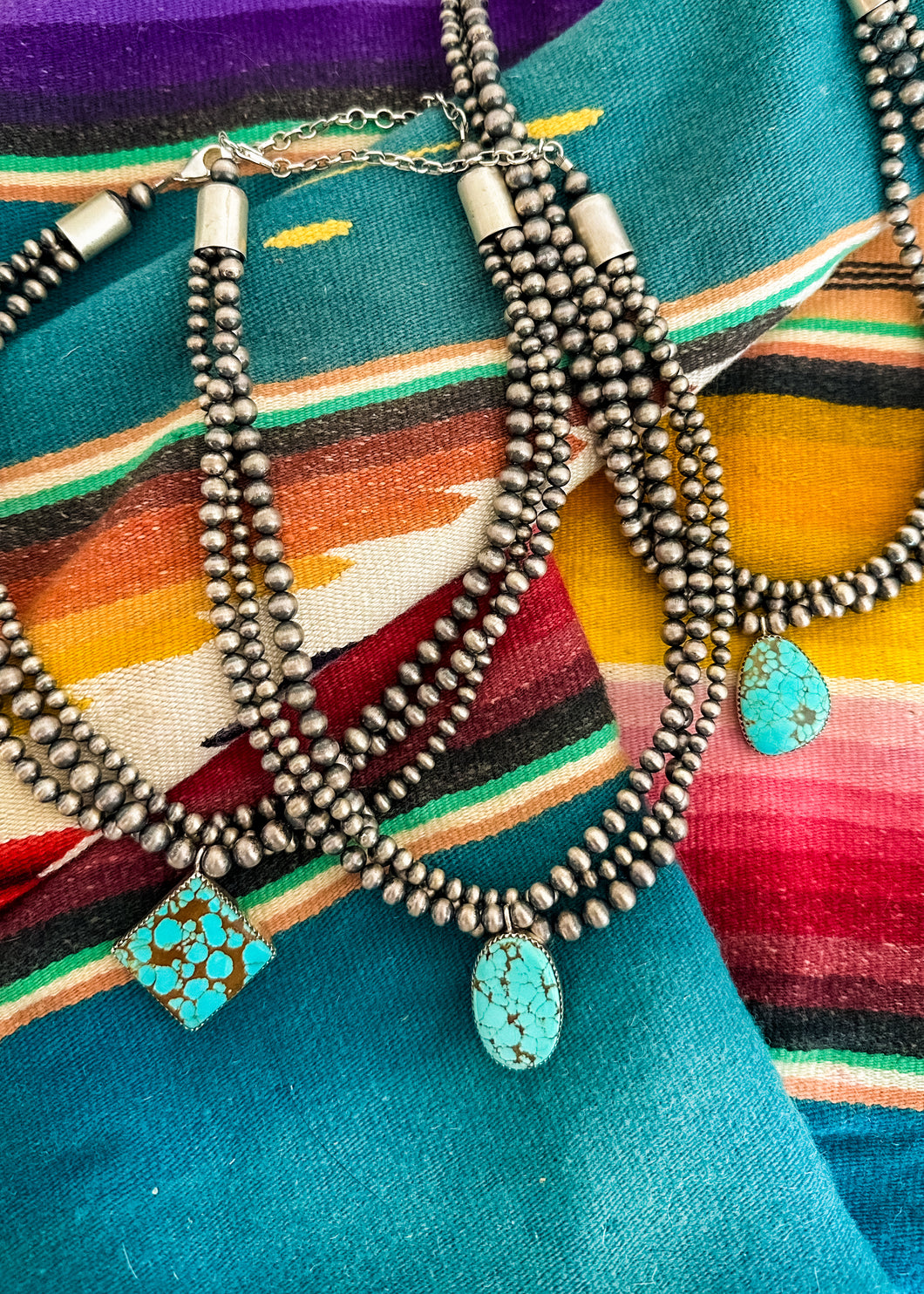 The Banks Navajo Style Pearl Necklace Stack
