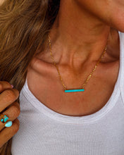 Load image into Gallery viewer, Dainty Long Turquoise Bar Necklace
