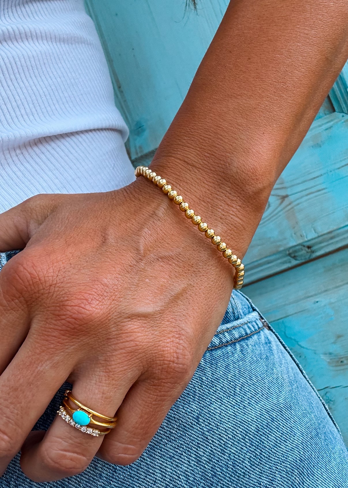 4mm Gold Navajo Style Pearl Bracelet - Turnback Pony ™ - Bracelet