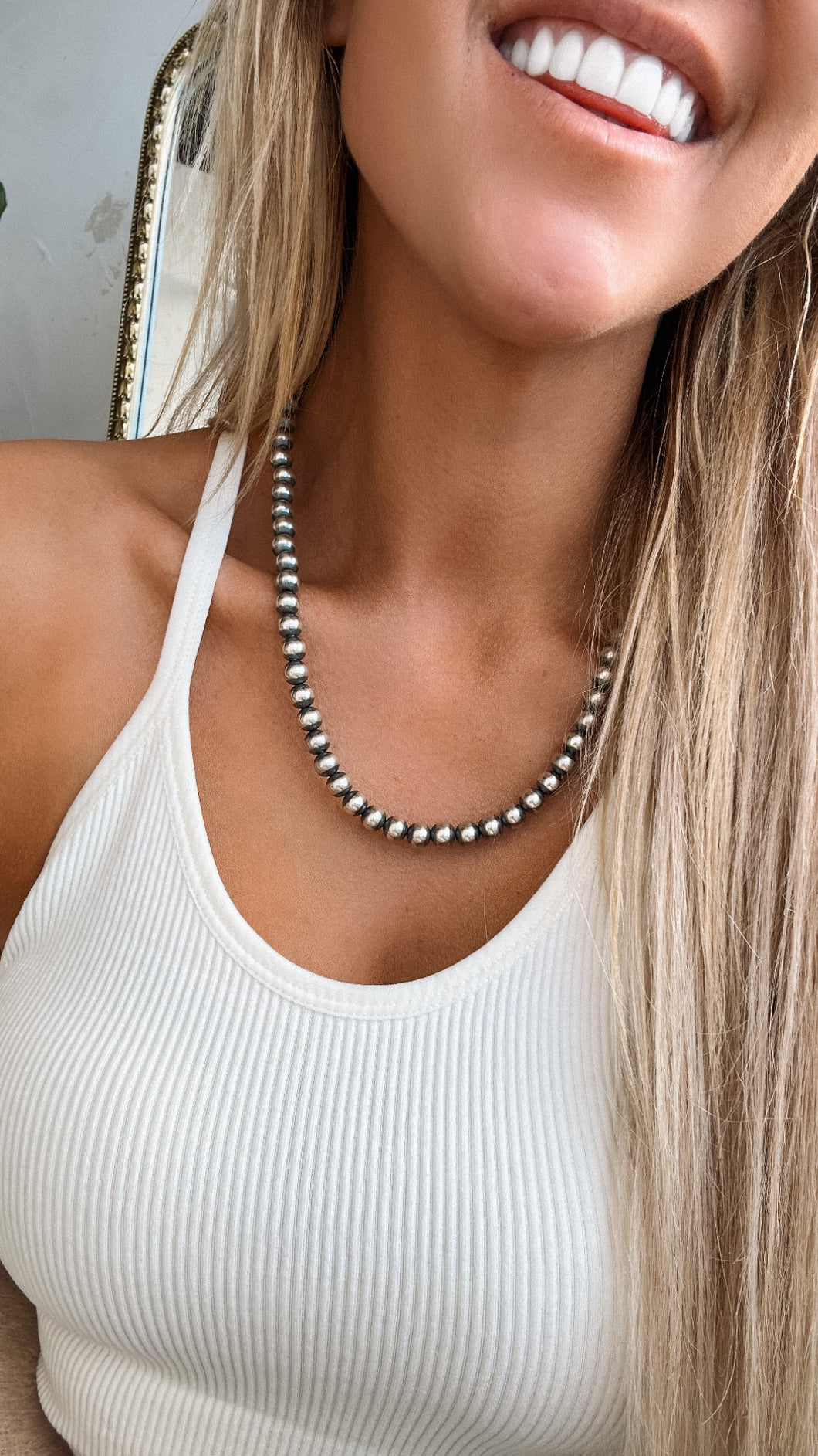 20” 8mm Navajo Style Pearl Necklace - Turnback Pony ™ - 