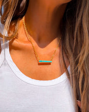 Load image into Gallery viewer, Dainty Long Turquoise Bar Necklace
