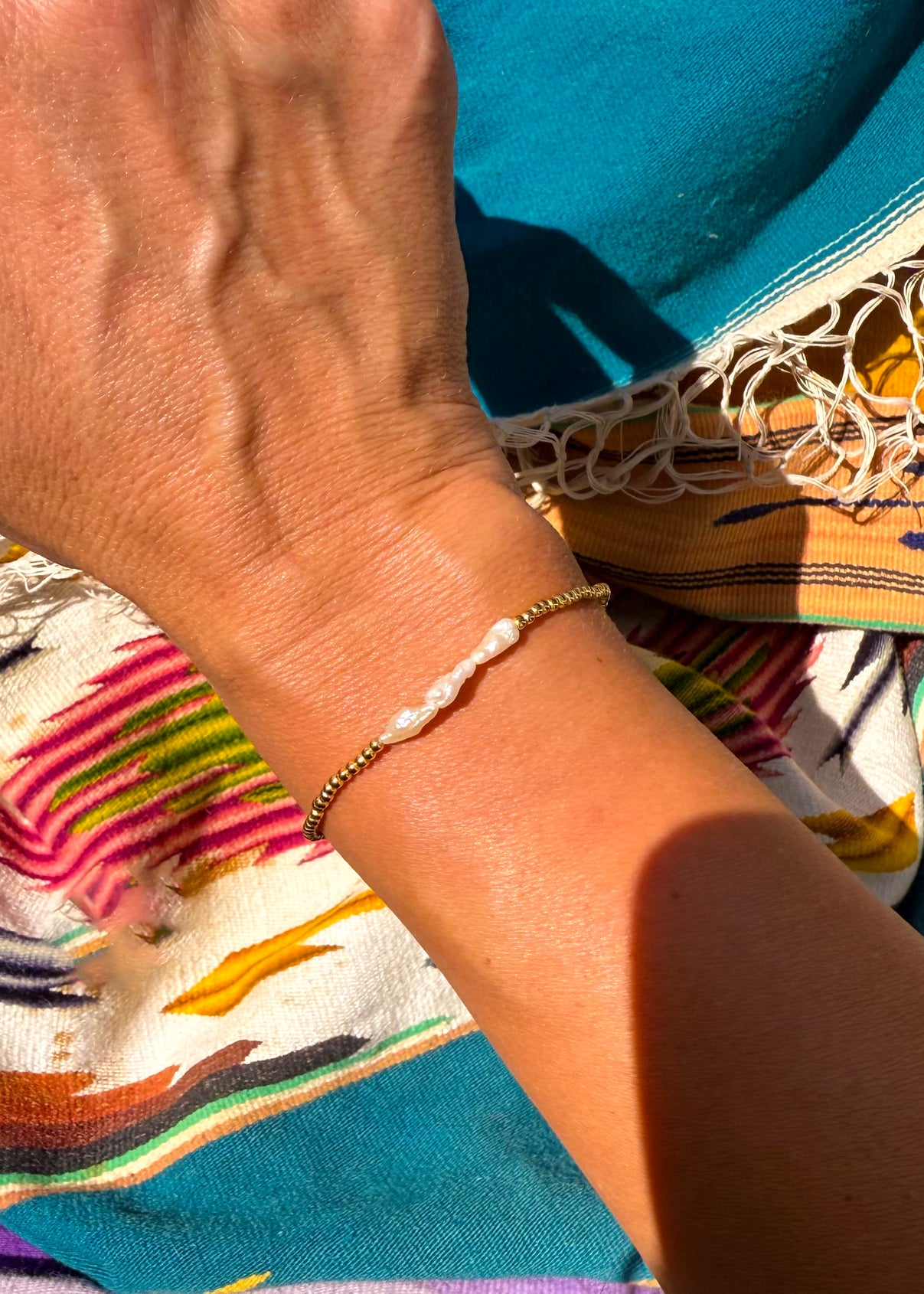 Anna 2mm Gold Navajo Style Pearl Bracelet or Girls Anklet - Turnback Pony ™ - Bracelet