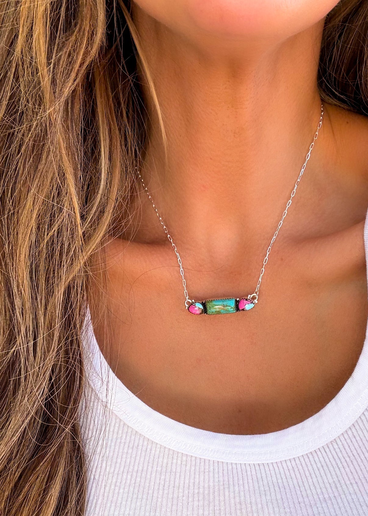 Glitter Necklace (Pick your Stone) - Turnback Pony ™ - Necklace