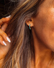 Load image into Gallery viewer, Vera Diamond and Turquoise Gold Huggies
