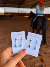 Load image into Gallery viewer, Dad’s Golden Hill Cross Earrings - Turnback Pony ™ - 
