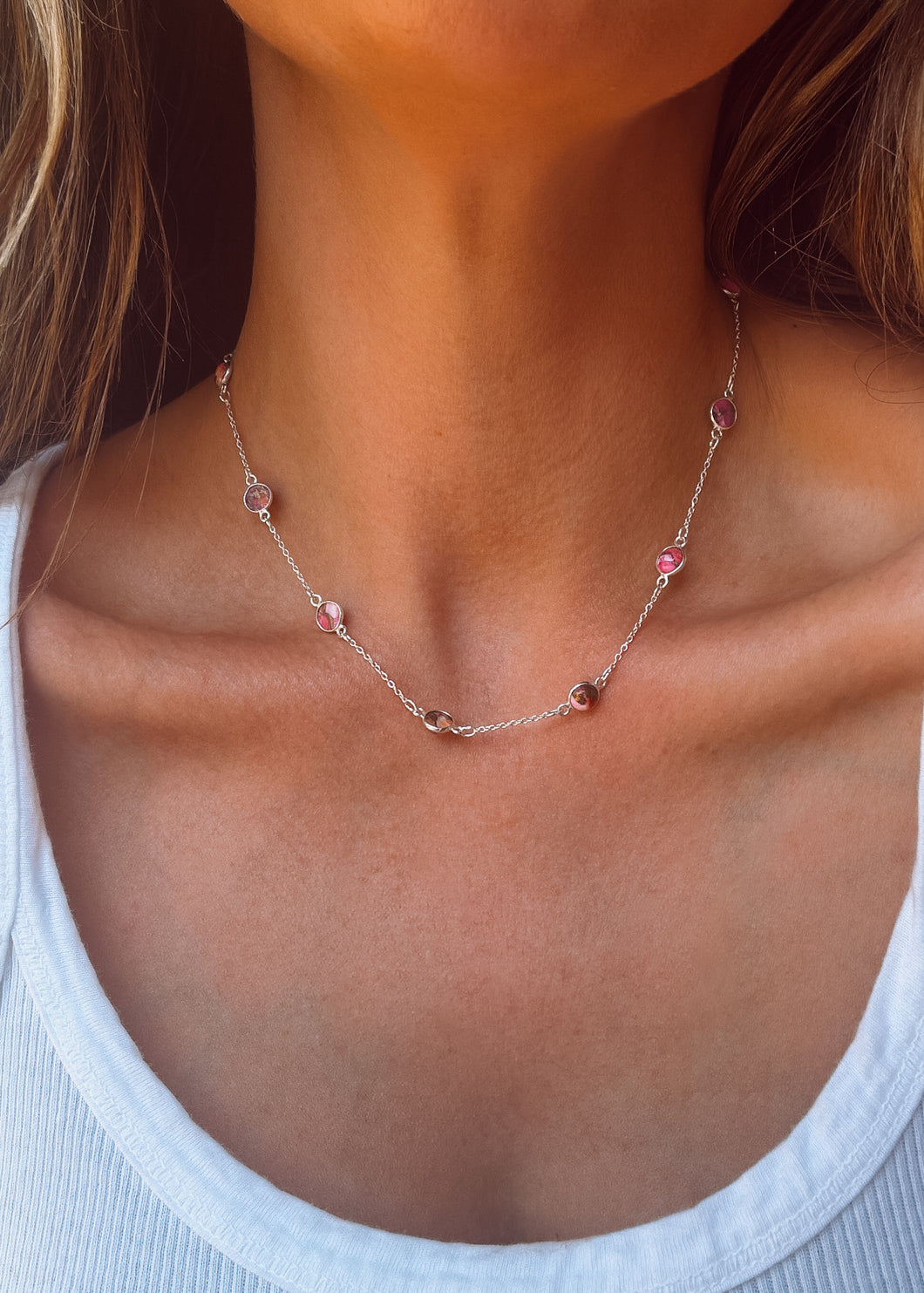 Pink Dahlia Large Pony Club Necklace