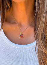 Load image into Gallery viewer, He Lives Gold (Pink Dahlia) Necklace
