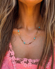 Load image into Gallery viewer, Gold Cross with Turquoise Necklace
