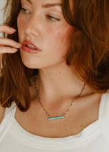 Load image into Gallery viewer, Dainty Long Turquoise Bar Necklace
