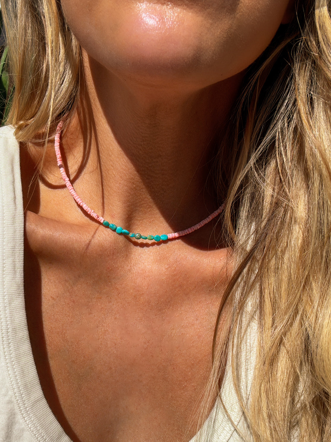 Sylvia Shell and Turquoise Necklace - Turnback Pony ™ - Necklace