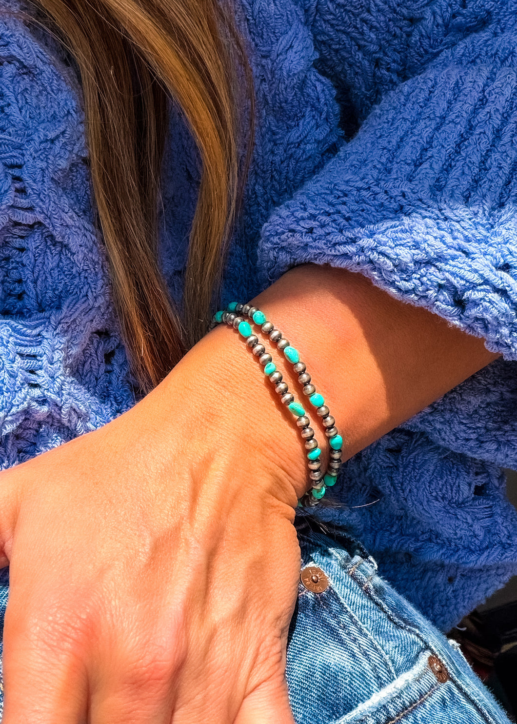 Sonoran Gold Nugget with Navajo Style Pearl Bracelet