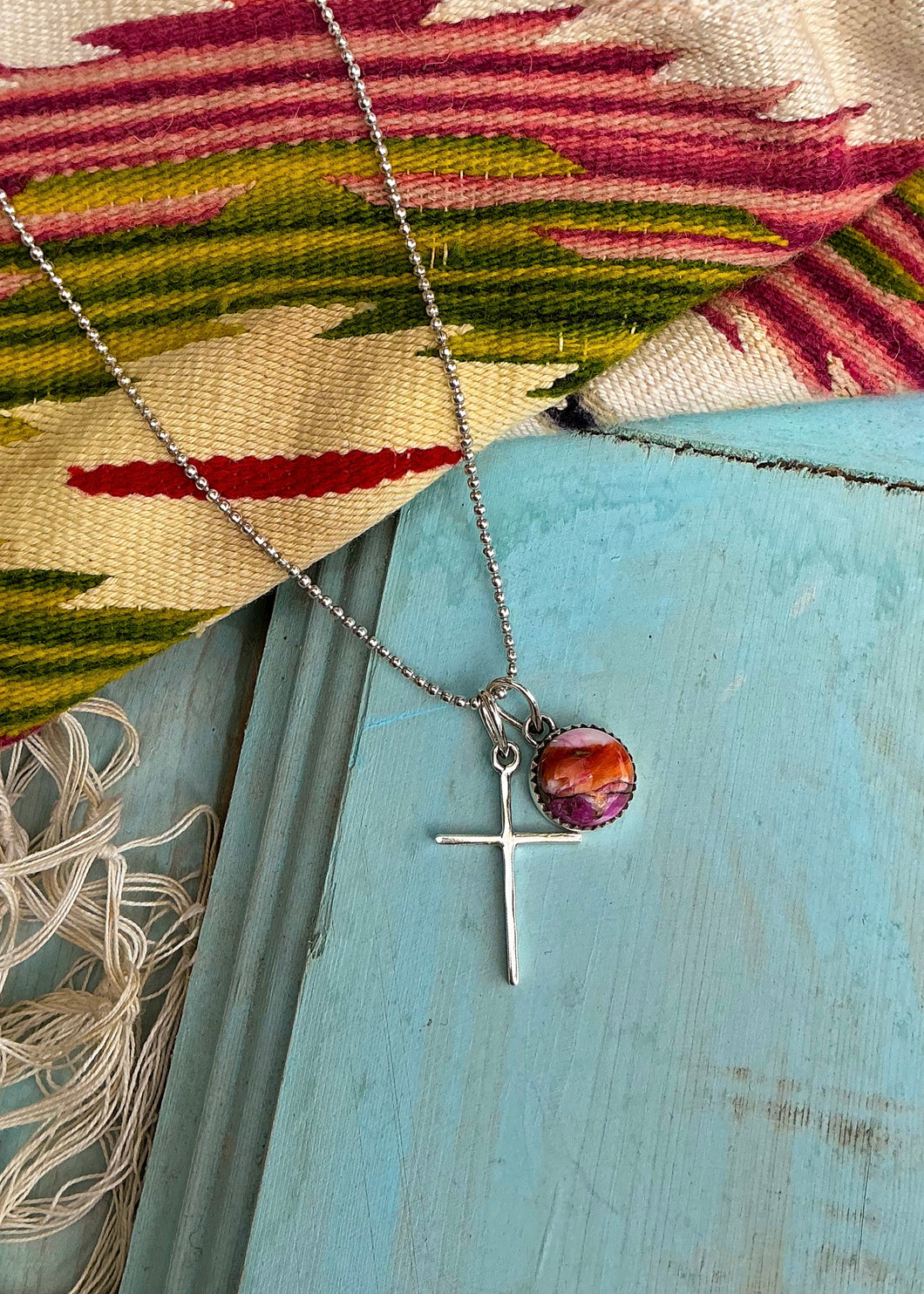 He Lives Necklace (Pink Dahlia)