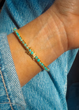 Load image into Gallery viewer, Gold and Turquoise Tennis Bracelet - Turnback Pony ™ - Bracelet
