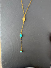 Load image into Gallery viewer, 3 Stone Gold Plated Kingman and White Water Lariat Necklace
