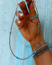 Load image into Gallery viewer, #30 Kayln 2mm Navajo Style Pearls with Turquoise Necklace
