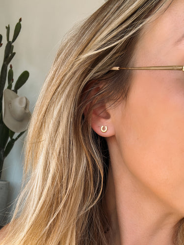 Dainty Gold Horseshoe Earrings - Turnback Pony ™ - Earrings
