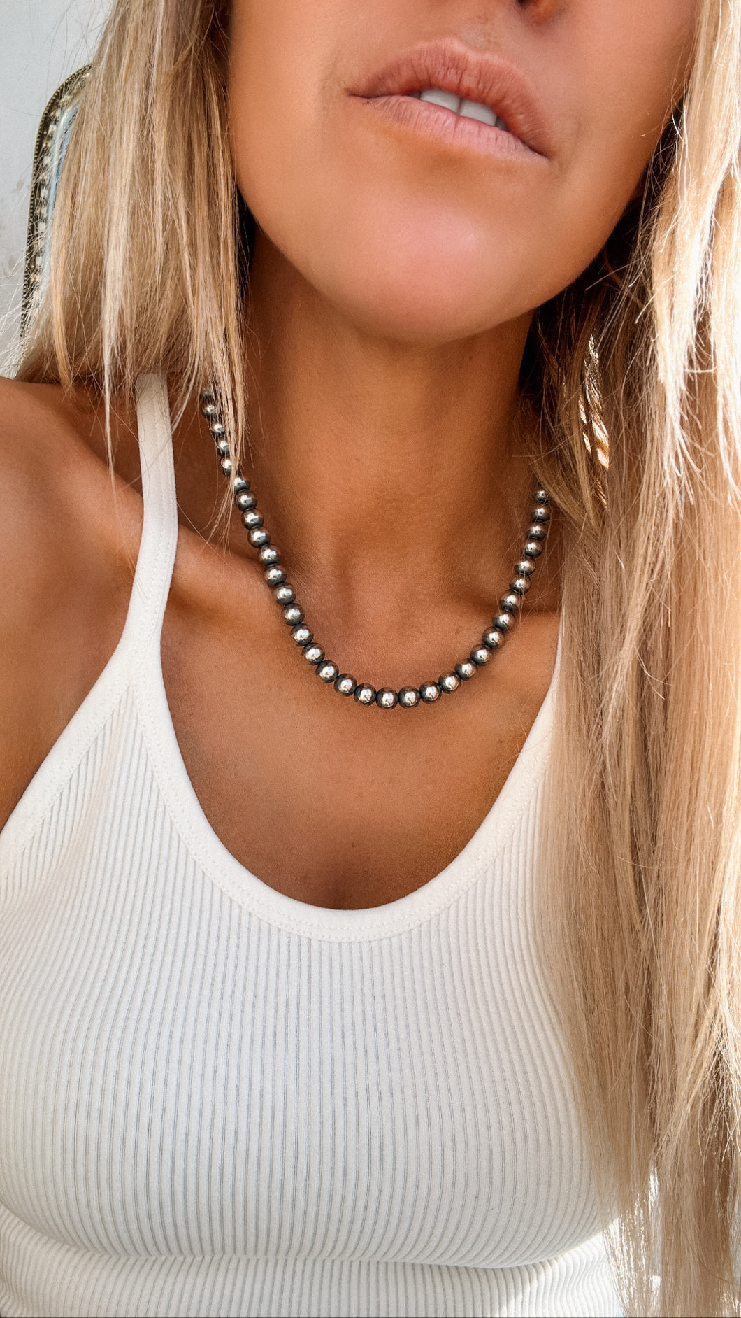 18” 8mm Navajo Style Pearl Necklace - Turnback Pony ™ - 