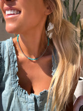 Load image into Gallery viewer, Cali Flat 4MM Navajo Styled Pearls Necklace with Turquoise - Turnback Pony ™ - Necklace
