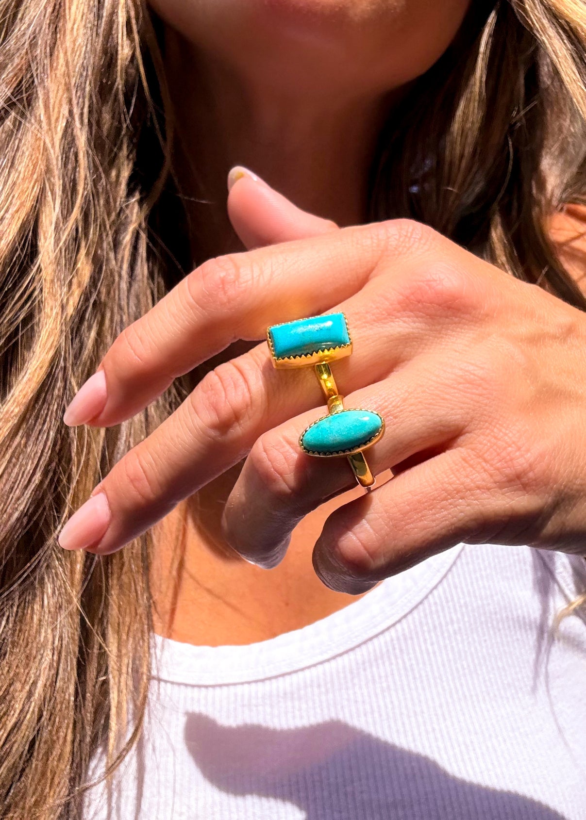 Blue Suede Adjustable Ring - Turnback Pony ™ - Ring