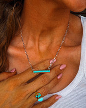 Load image into Gallery viewer, Dainty Long Turquoise Bar Necklace

