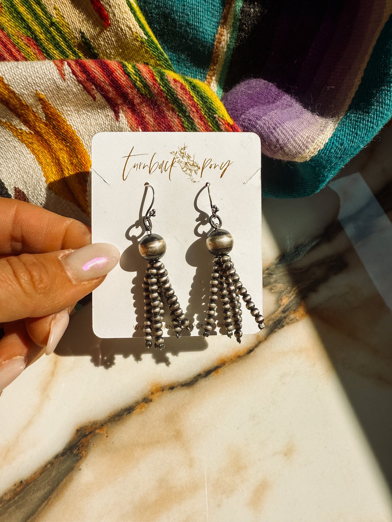 Louisiana Navajo Style Pearls Earrings - Turnback Pony ™ - Earring