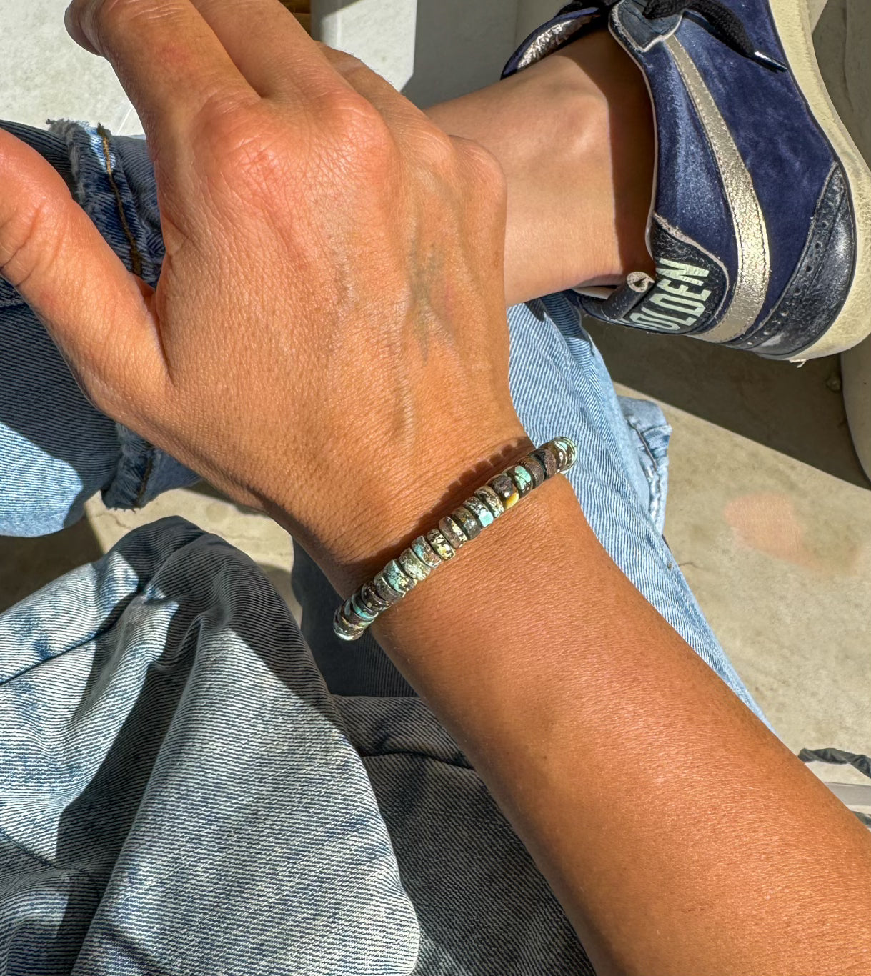 Our Fav large stone Stretchy Turquoise Bracelet - Turnback Pony ™ - Bracelets