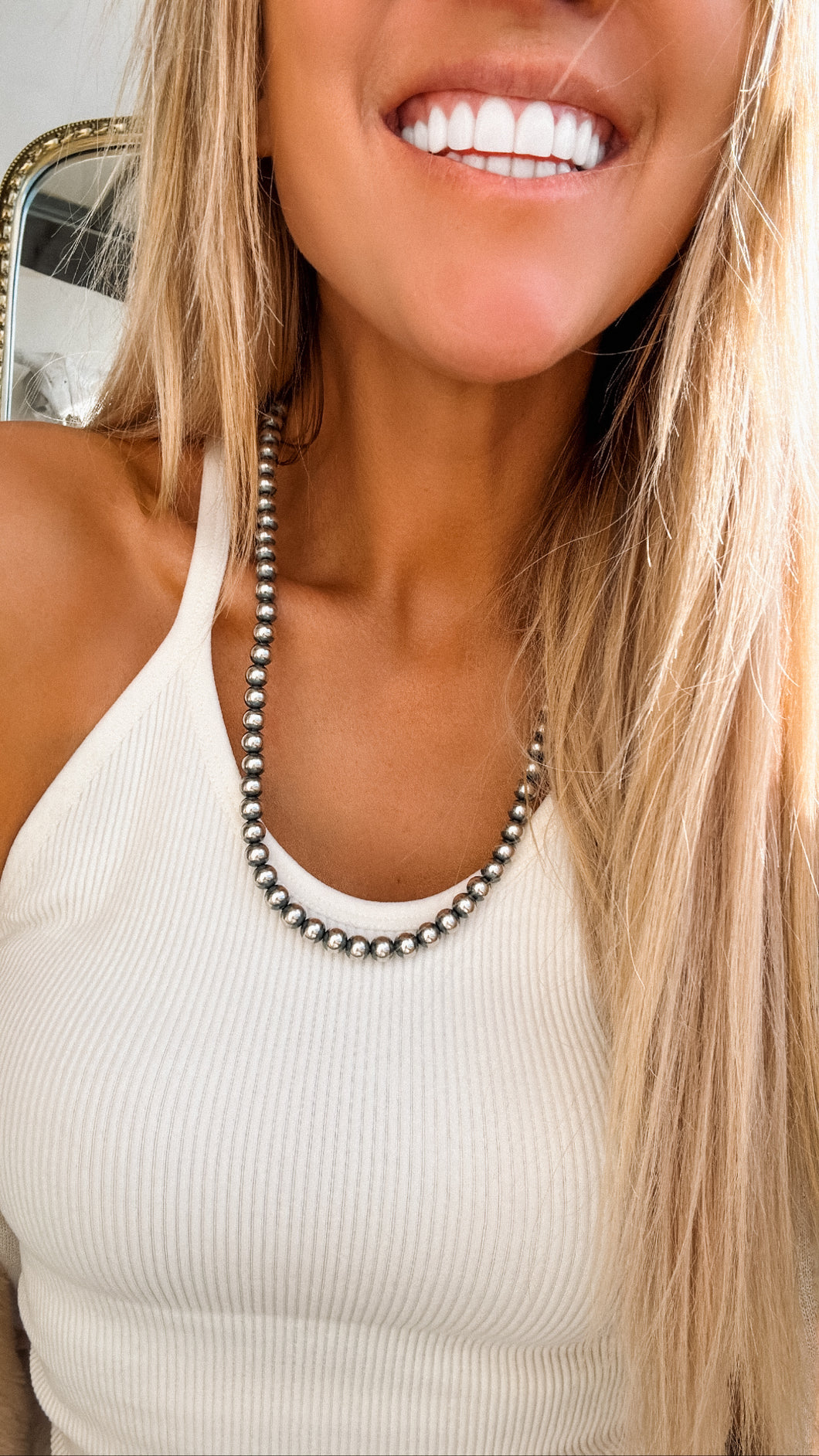 24” 8mm Navajo Style Pearl Necklace - Turnback Pony ™ - 