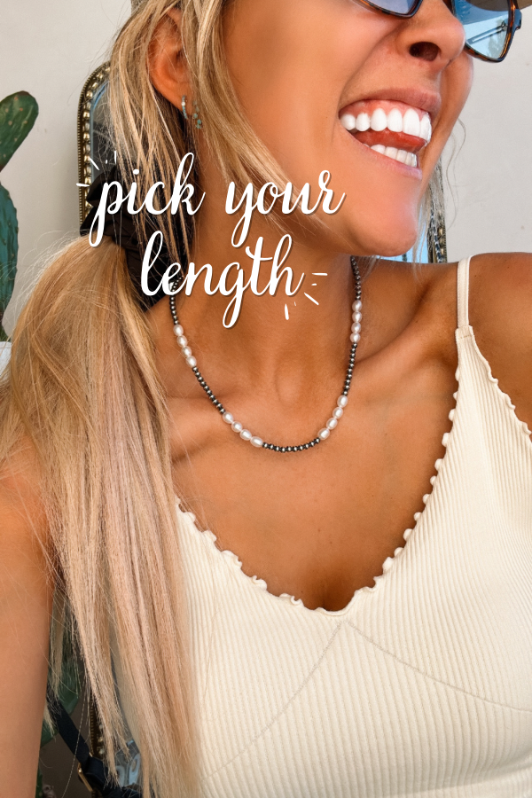 Fresh Water Pearls with 4MM Navajo Styled Pearls Necklace - Turnback Pony ™ - Necklace