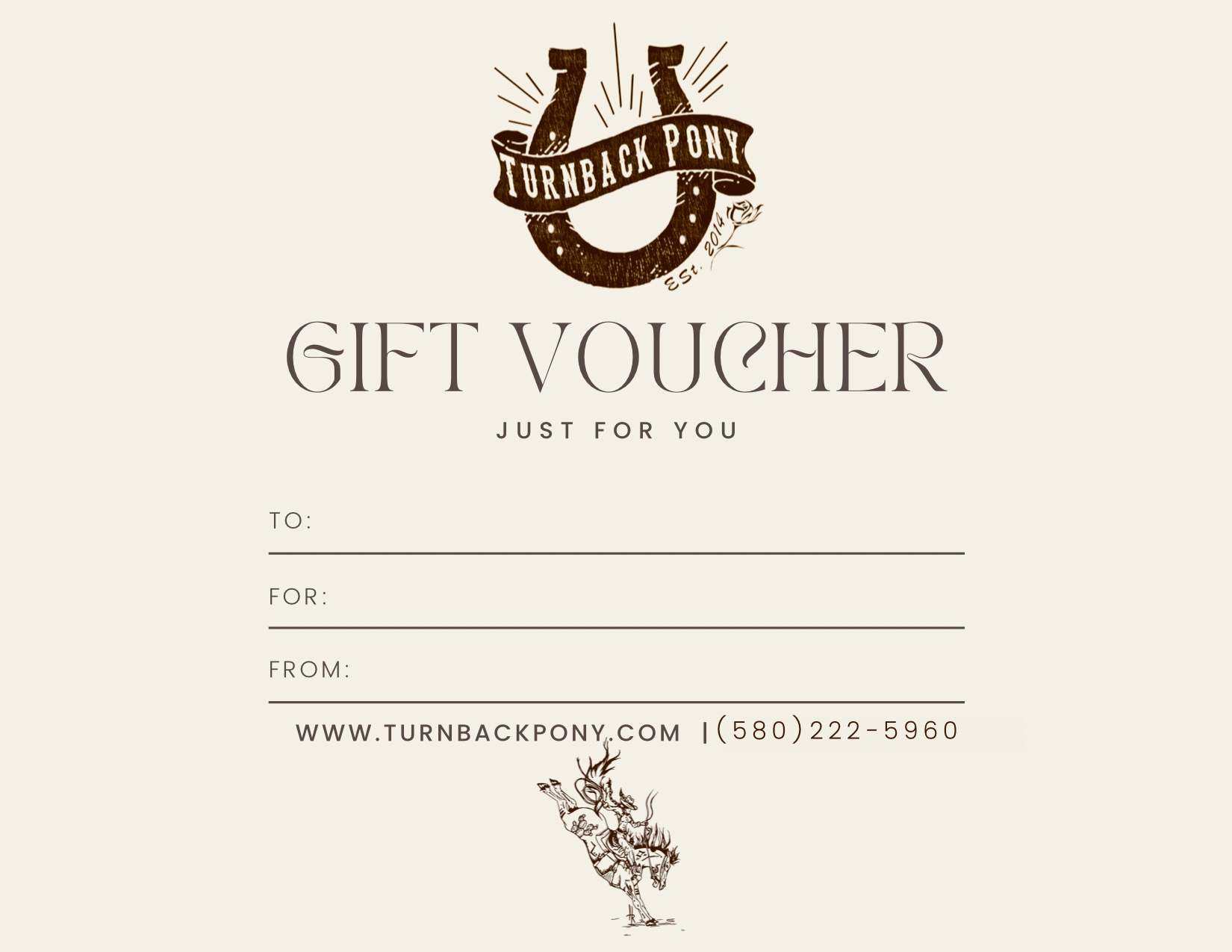 (Physical) Turnback Pony Gift Certificate - Turnback Pony ™ - Apparel & Accessories