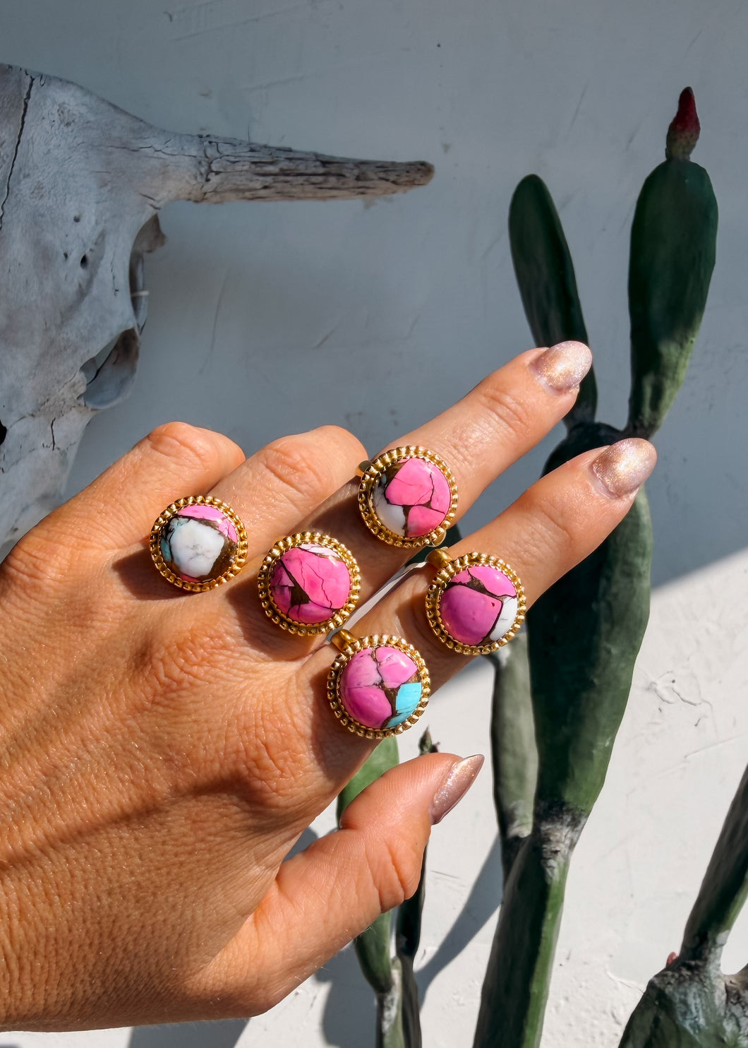 Juniper Gold Adjustable Ring (PINK)